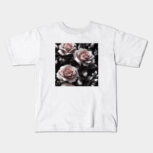 Vintage Gothic Roses Pattern Kids T-Shirt